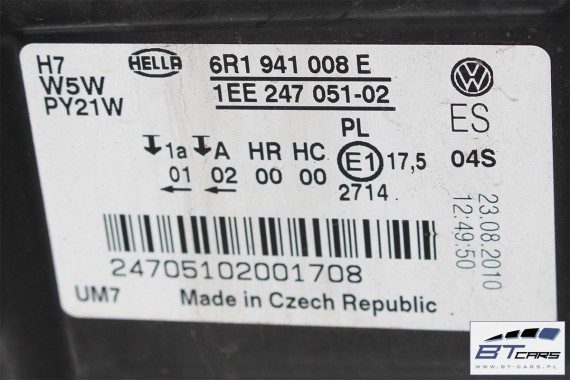 VW POLO 6R LD5Q PRZÓD maska błotniki zderzak pas przedni lampy wzmocnienie błotnik lampa Kolor: LD5Q niebieski (shadow blue) 6R0