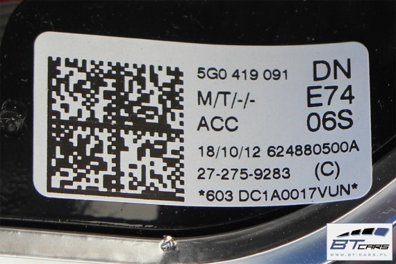 VW GOLF 7 POLO PASSAT B8 KIEROWNICA BIEGI 5G0419091DN 5G0419091GF 5G0 419 091 DN 5G0 419 091 GF Kolor: E74 - czarny