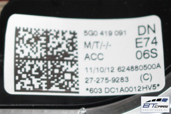 VW GOLF 7 POLO PASSAT B8 KIEROWNICA BIEGI 5G0419091DN 5G0419091GF 5G0 419 091 DN 5G0 419 091 GF Kolor: E74 - czarny