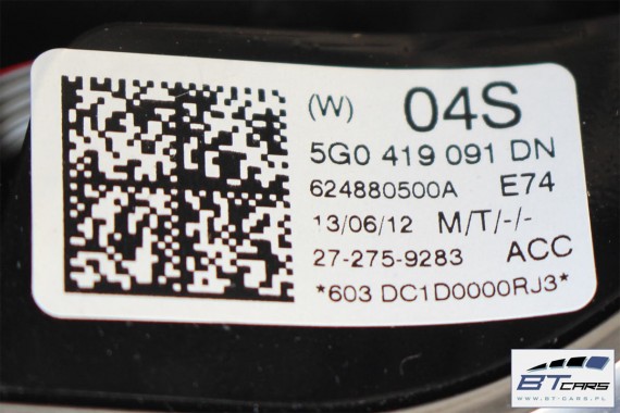 VW GOLF 7 POLO PASSAT B8 KIEROWNICA BIEGI 5G0419091DN 5G0419091GF 5G0 419 091 DN 5G0 419 091 GF Kolor: E74 - czarny