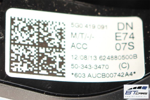 VW GOLF 7 POLO PASSAT B8 KIEROWNICA BIEGI 5G0419091DN 5G0419091GF 5G0 419 091 DN 5G0 419 091 GF Kolor: E74 - czarny