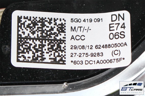 VW GOLF 7 POLO PASSAT B8 KIEROWNICA BIEGI 5G0419091DN 5G0419091GF 5G0 419 091 DN 5G0 419 091 GF Kolor: E74 - czarny