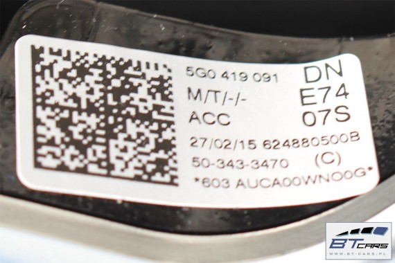VW GOLF 7 POLO PASSAT B8 KIEROWNICA BIEGI 5G0419091DN 5G0419091GF 5G0 419 091 DN 5G0 419 091 GF Kolor: E74 - czarny