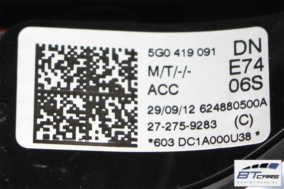 VW GOLF 7 POLO PASSAT B8 KIEROWNICA BIEGI 5G0419091DN 5G0419091GF 5G0 419 091 DN 5G0 419 091 GF Kolor: E74 - czarny
