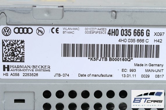 AUDI A8 CZYTNIK MMI 3G+ DVD SD 4H0035666G 4H0035666K 4H0035666C NAVI NAWIGACJI 4H0 035 666 MID 4H0035666G 4H0035666K 4H0035666C