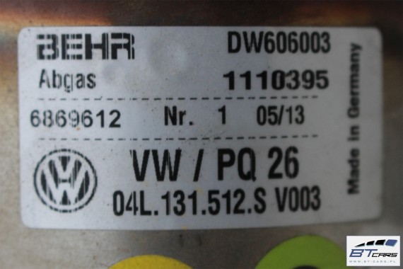 VW SEAT SKODA CHŁODNICA SPALIN EGR 04L131512S 04L 131 512 S  silniki diesel 1.6 i 2.0 TDi