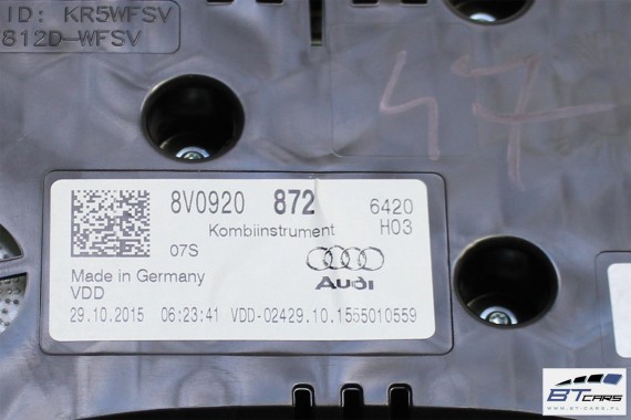 AUDI A3 ZEGARY LICZNIKI DIESEL 8V0920872 8V0 920 872 ZEGAR LICZNIK ZESTAW WSKAŹNIKÓW 8V 2013-