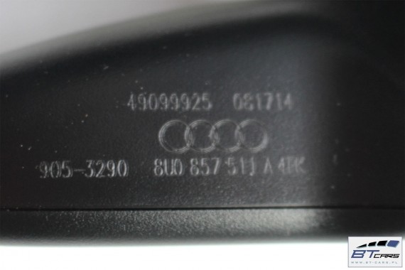 AUDI A1 A3 Q3 FL LUSTERKO WEWNĘTRZNE 8U0857511A 8U0 857 511 A Kolor: 4PK - czarny (soul) 8X, 8V, 8U wsteczne