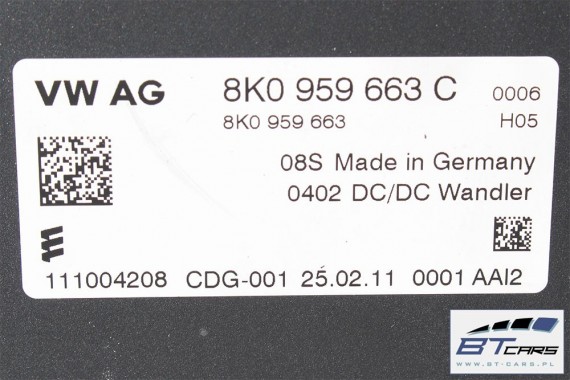 AUDI SKODA SEAT STABILIZATOR NAPIĘCIA 8K0959663C 8K0959663 8K0 959 663 C 8K0959663C 8K09596638K0959663C 8K09596638K0959663C