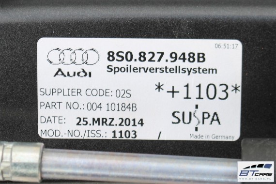 AUDI TT LOTKA SPOJLER + MECHANIZM 8S0827948B 8S0 827 948 B Z MECHANIZMEM 8S0827948H 8S0827948D 8S0827948E 8S0827934 8S 2015-
