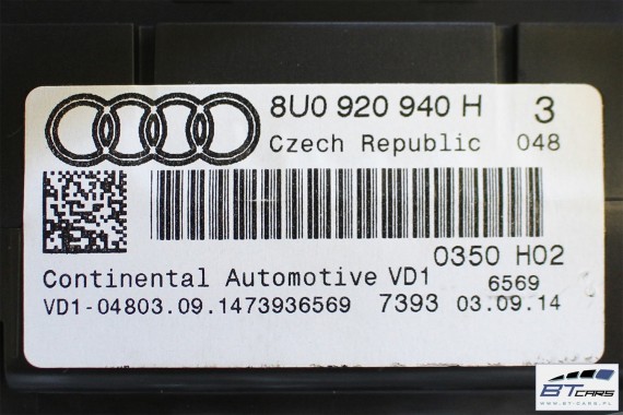 AUDI Q3 LIFT ZEGARY LICZNIKI DIESEL 8U0920940H 8U0 920 940 H ZEGAR LICZNIK WYŚWIETLACZ WIELOFUNKCYJNY ZESTAW WSKAŹNIKÓW  8U