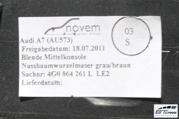 AUDI A7 LISTWY OZDOBNE LISTWA DEKOR DEKORY WYKOŃCZENIE TAPICERKA 4G0863273 4G8864261L 4G8867409AG 4G8867410 4G8867419 4G8867420T