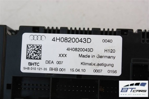 AUDI A8 PANEL KLIMATYZACJI KLIMY 4H0820043D 4H0 820 043 D 4H0820043G 4H0820043K MODUŁ STEROWNIK 4H0820043D 4H0820043G 4H0820043K
