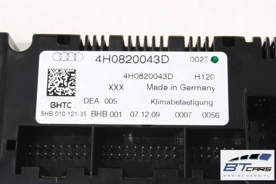 AUDI A8 PANEL KLIMATYZACJI KLIMY 4H0820043D 4H0 820 043 D 4H0820043G 4H0820043K MODUŁ STEROWNIK 4H0820043D 4H0820043G 4H0820043K