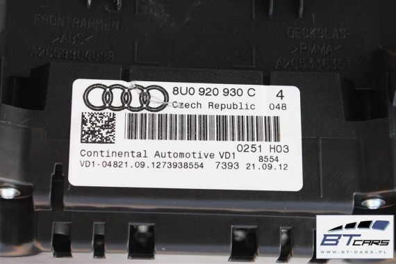 AUDI Q3 ZEGARY LICZNIKI DIESEL 8U0920930C 8U0 920 930 C ZEGAR WYŚWIETLACZ WIELOFUNKCYJNY ZESTAW WSKAŹNIKÓW 8U