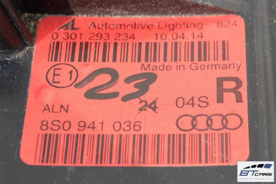 AUDI TT PRZÓD maska błotnik zderzak pas przedni wzmocnienie LY9T 8S 2015- Kolor: LY9T - czarny (mythsschwarz metallic)