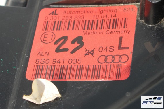 AUDI TT PRZÓD maska błotnik zderzak pas przedni wzmocnienie LY9T 8S 2015- Kolor: LY9T - czarny (mythsschwarz metallic)