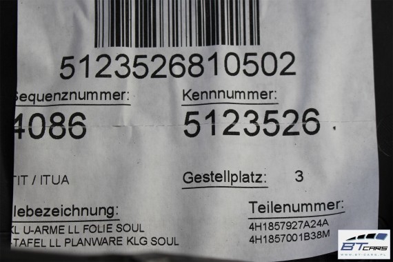 AUDI A8 KONSOLA DESKA ROZDZIELCZA KOKPIT PULPIT 4H1857001B Kolor 38M czarny 4H D4 4H1857001B 4H1857001 4H1857001B 4H1857001L