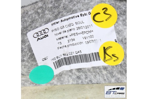 AUDI Q3 DYWAN PODŁOGI 8U1863021  8U1 863 021 Kolor: 'QA5' - czarny (soul) wykładzina podłoga tapicerka