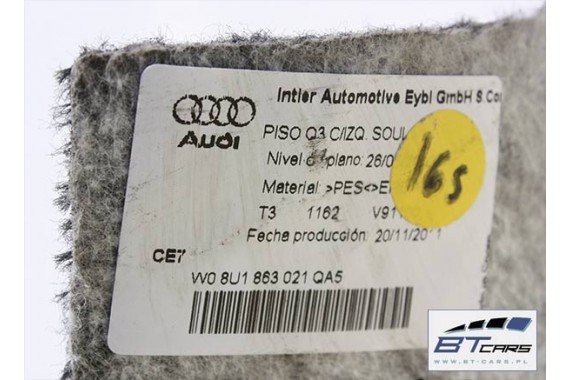 AUDI Q3 DYWAN PODŁOGI 8U1863021  8U1 863 021 Kolor: 'QA5' - czarny (soul) wykładzina podłoga tapicerka