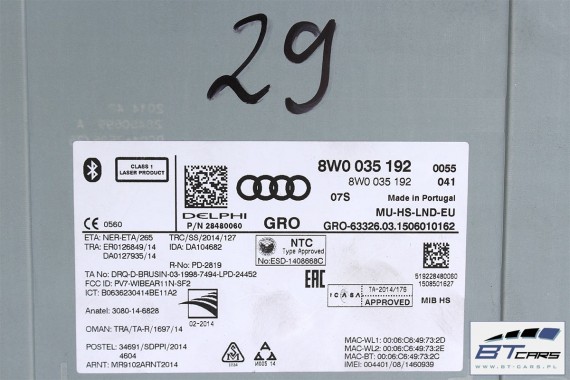 AUDI A4 CZYTNIK MMI 8W0035192 MIB HIGH KARTY SD SIM 8W0 035 192 MULTIMEDIA A5 Q5 8W 80A 8W0035192 8W0035192 8W0035192 8W0035192