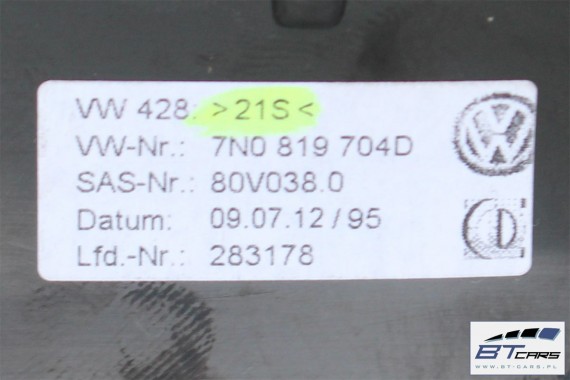 VW SHARAN SEAT WLOTY POWIETRZA KONSOLI 7N0819703D 7N0858069D 7N0819704D kratka 7N0 819 703 D 7N0819703 7N0858069 7N0819704 7N
