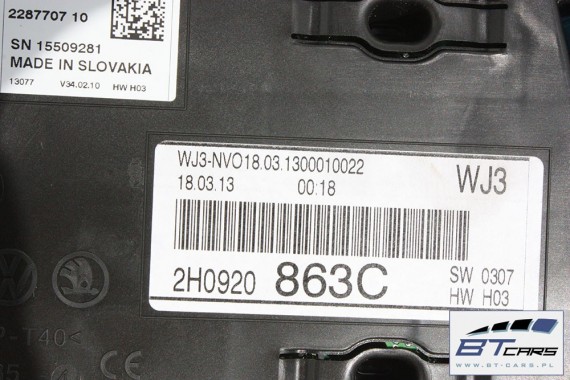 VW AMAROK ZEGARY LICZNIKI DIESEL 2H0920863C 2H0920863CX 2H0 920 863 C 2H0 920 863 CX 2H ZEGAR LICZNIK ZESTAW WSKAŹNIKÓW