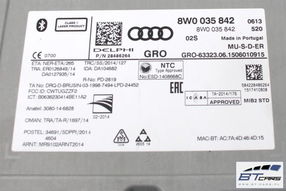 AUDI A4 CZYTNIK MMI 8W0035842 3G+ MIB 2 8W003584  (Gen2) KARTY SD multimedia STEROWNIK CENTRALNY 8W0 035 842 8W0035842 8W0035842