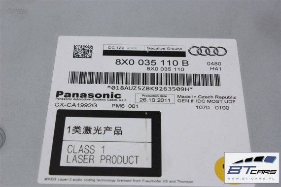 AUDI A1 A4 A5 A6 Q3 Q5 Q7 ZMIENIARKA CD 8X0035110B 8X0 035 110 B Panasonic 8X0035110B 8X0035110B 8X0035110B 8X0035110B 8X0035110