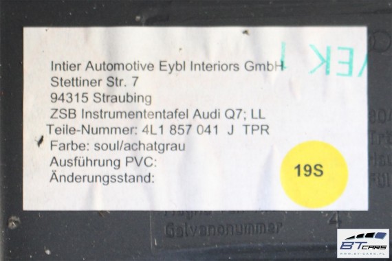 AUDI Q7 LIFT FL KONSOLA ROZDZIELCZA DESKA PULPIT 4L1857041J 4L1857041N  TPR szary achat