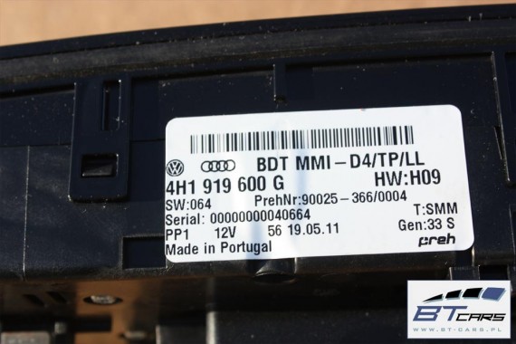 AUDI A8 PANEL GAŁKA STEROWANIA MMI 4H1919600G 4H1 919 600 G 4H1919600G D4 4H1919600A 4H1919600E 4H1919600G 4H1919600J 4H1919600N