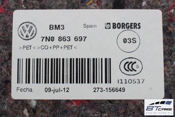 VW SHARAN BOCZEK DYWAN PAS BAGAŻNIKA TAPICERKA 7N0867035G 7N0867036BC 7N0863459 7N0863697 boczki bagażnik 7N 7N0867035 7N0867036