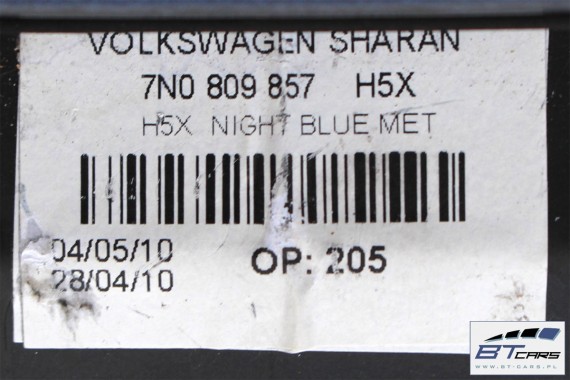VW SHARAN KLAPAK WLEWU PALIWA + KOREK LH5X 7N 7N0809857 7N0 809 857 LH5X - niebieski (night blue) 7N0809857 7N0809857 7N0809857