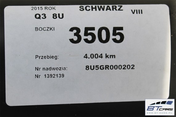 AUDI Q3 BOCZKI DRZWIOWE BOCZEK TAPICERKA 8U 8U1867103 8U1867104 8U0867303 8U0867304 8U0 867 303 WFA czarne