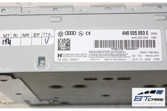 AUDI A8 TUNER RADIOWY RADIO UNIT 4H0035053E radiounit 4H0 035 053 E 4H 4H0035053E 4H0035053EX 4H0035053 4H0035053E 4H0035053