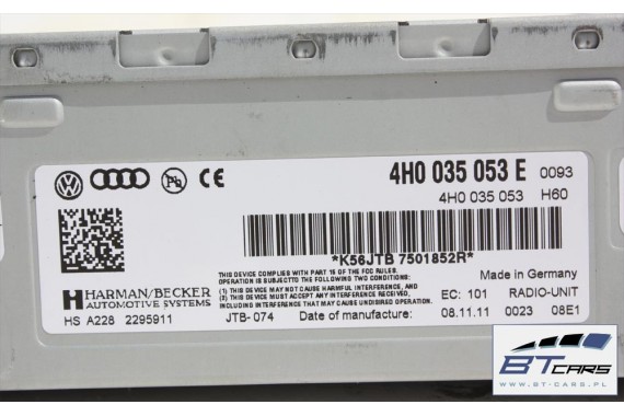 AUDI A8 TUNER RADIOWY RADIO UNIT 4H0035053E radiounit 4H0 035 053 E 4H 4H0035053E 4H0035053EX 4H0035053 4H0035053E 4H0035053