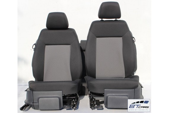VW POLO FOTELE KOMPLET FOTELI siedzeń siedzenia tapicerka 6R 6R3 6R0 3-drzwiowy welur w kolorze czarno-szarym