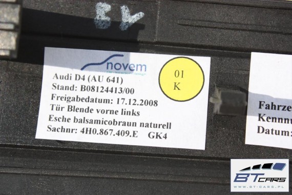 AUDI A8 4H LISTWY OZDOBNE LISTWA DEKORY TAPICERKA 4H 4H1853190 4H0867409E 4H0867410 4H0867419 4H0867420 4H1857212 4H1864348 GK4