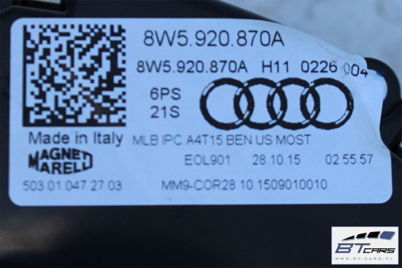 AUDI A4 ZEGARY LICZNIKI BENZYNA 8W5920870A 8W5 920 870 A ZEGAR LICZNIK BENZYNOWY WYŚWIETLACZ WIELOFUNKCYJNY TOP 8W 2015-