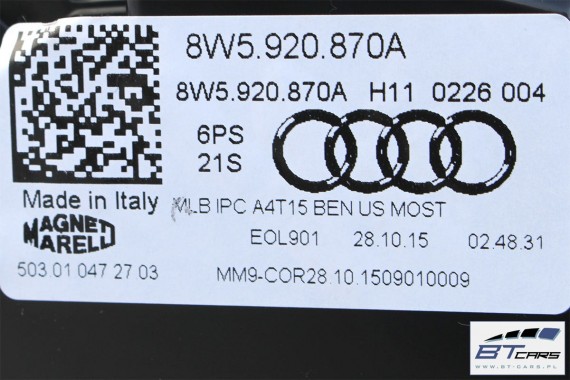 AUDI A4 ZEGARY LICZNIKI BENZYNA 8W5920870A 8W5 920 870 A ZEGAR LICZNIK BENZYNOWY WYŚWIETLACZ WIELOFUNKCYJNY TOP 8W b9 8W5920870A