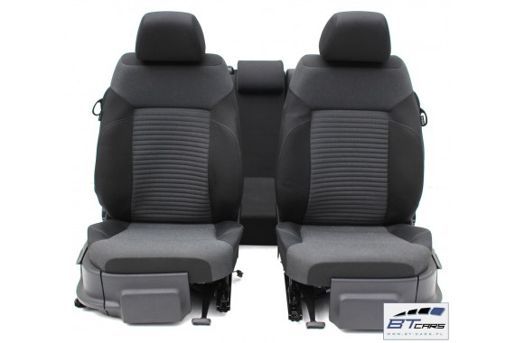 VW POLO FOTELE KOMPLET FOTELI siedzeń siedzenia tapicerka 6C 6C0 6R 6R3 6R0 3-drzwiowy welur w kolorze czarno-szarym