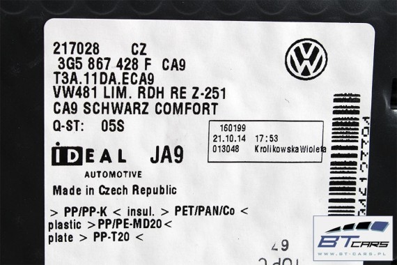 VW PASSAT B8 SEDAN BOCZEK + PAS + DYWAN BAGAŻNIKA 3G5867427D 3G5867428F boczek 3G5863459A 3G5863463A boczki bagażnik