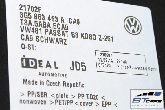 VW PASSAT B8 SEDAN BOCZEK + PAS + DYWAN BAGAŻNIKA 3G5867427D 3G5867428F boczek 3G5863459A 3G5863463A boczki bagażnik