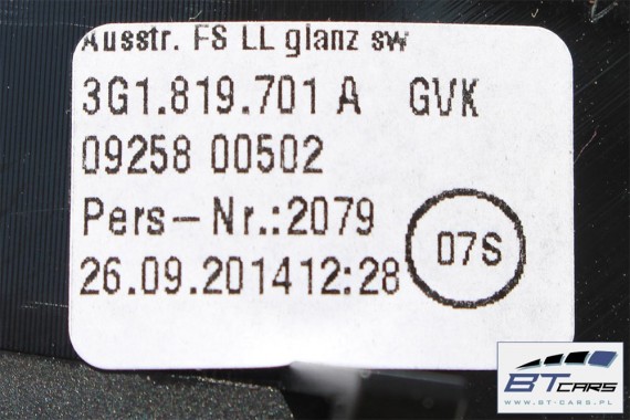 VW PASSAT B8 LISTWY OZDOBNE LISTWA DEKOR DEKORY 3G1857083 3G1858069D 3G0919204C 3G1863284 3G1858366B 3G1819701 3G1819701A 3G