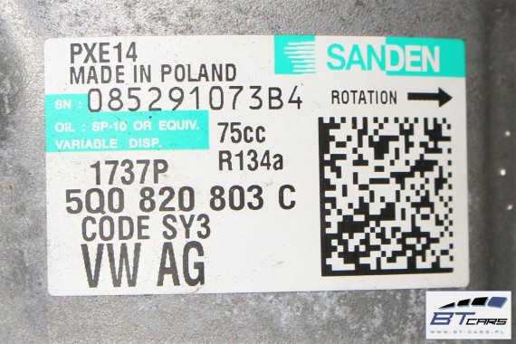 VW AUDI SKODA SEAT POMPA KLIMATYZACJI KLIMY 5Q0820803C 5Q0 820 803 C 5Q0820803 5Q0820803F 5Q0820803K 5Q0 820 803 F K SANDEN