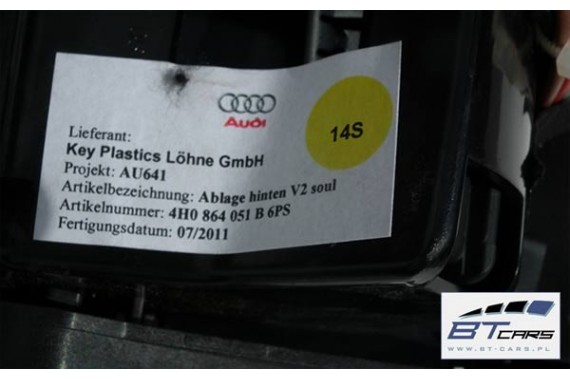 AUDI A8 POPIELNICZKA TUNELA TAPICERKA 4H0864051B D4 4H 2010-2018 4H0 864 051 B 6PS czarny (soul) 4H0864051B 4H0864051B 4H0864051