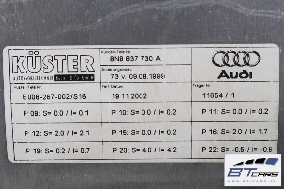 AUDI TT DRZWI PRAWE STRONA PRAWA LY9B 8N 1998-2006 Kolor: LY9B - brylantowy czarny