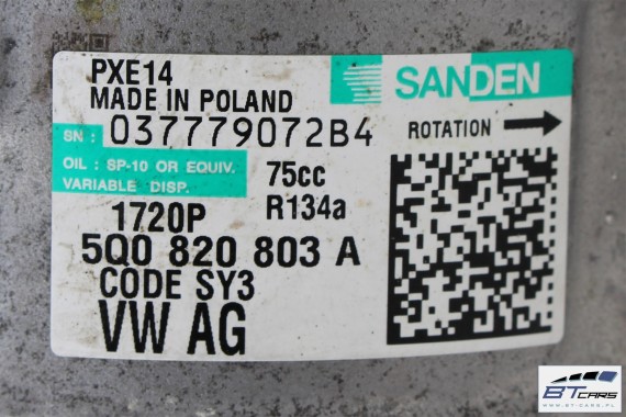 VW AUDI SEAT SKODA POMPA KLIMATYZACJI KLIMY 5Q0820803A 5Q0820803 5Q0820803C 5Q0820803F  5Q0820803K 5Q0 820 803 A SANDEN
