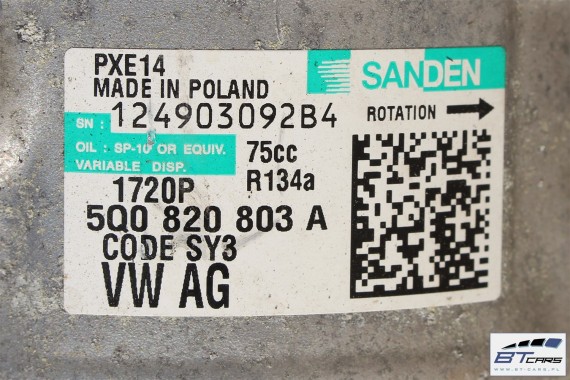 VW AUDI SEAT SKODA POMPA KLIMATYZACJI KLIMY 5Q0820803A 5Q0820803 5Q0820803C 5Q0820803F  5Q0820803K 5Q0 820 803 A SANDEN