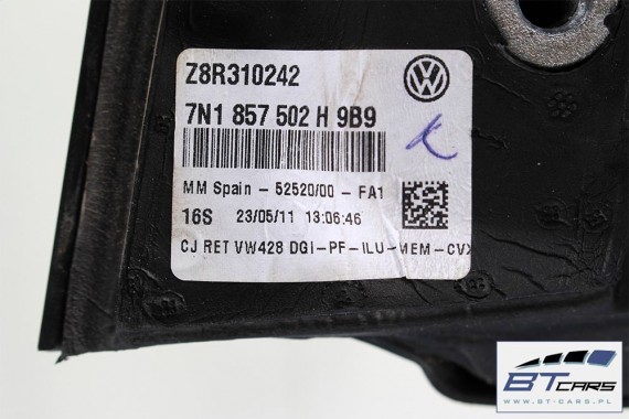 VW SHARAN LUSTERKO DRZWI PRAWE 13 pin LI7F 	7N zewnętrzne pinów kabli przewodów składane 5K 	LI7F 	Szary urano 	Szary